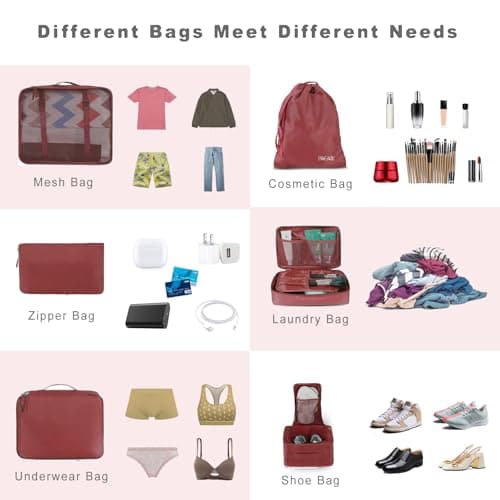 BAGAIL Packing Cubes for Suitcase 8 Set, Lightweight Luggage Packing Organizers Packing Cubes for Travel Accessories — view 5