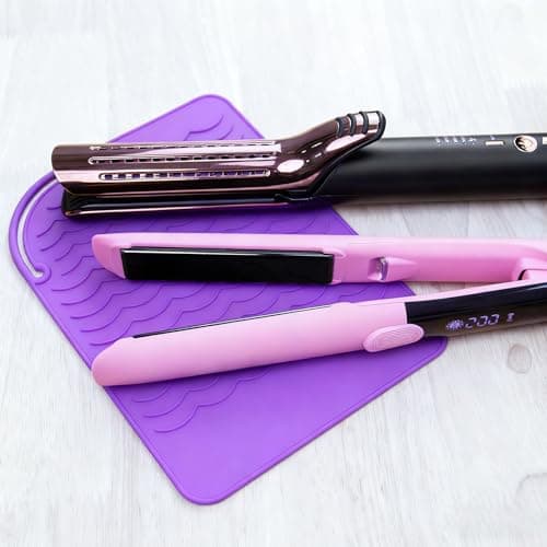 DOETYD Silicone Heat Resistant Mat for Hair Straighteners, Curling Irons, Flat Iron, Curling Tongs, Purple Non Slip Travel Mat Pad for Hot Hair Styling Tools, 23 cm x 17 cm — view 2
