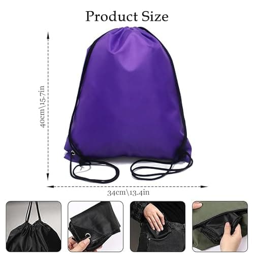 Senshuomy Drawstring Bags Swimming Sports Back Pack Drawstring Gym Bag for Mens & Womens - Ideal for School Travel, Picnic, Holidays, Shopping, Yoga （Purple/2pcs — view 2