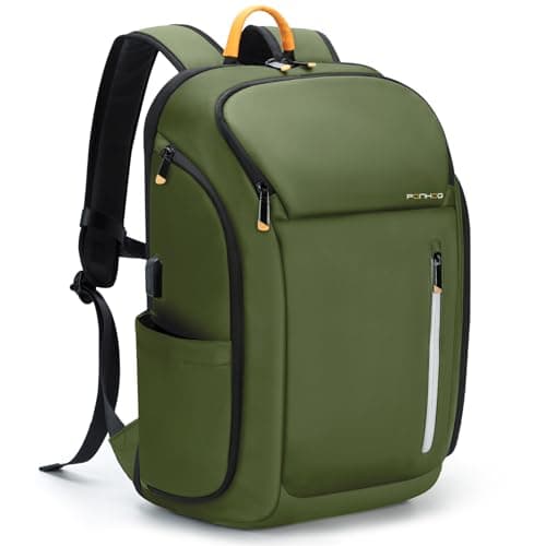 Ponhog Mens Backpack - 30L Large Capacity Laptop Rucksack for Men, 17.3 Inch Anti-Theft Business Bag with USB Port & Multiple Pockets, Durable 900D Nylon for Work/Travel/College, Green