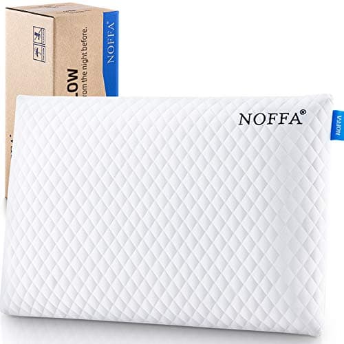 NOFFA Thin Pillow for Adults, 6cm Slim Memory Foam Pillow Flat for Sleeping, Low Profile for Kids/Stomach Sleeper, Standard with Washable Cover