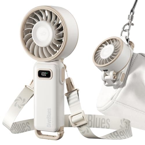 Diveblues Handheld Turbo Fan, 1–100 Speed Portable Fan with Strong Airflow, USB-C Rechargeable, 4-in-1 Personal Neck/Desk/Travel Fan, Lightweight Foldable Fan for Summer, Concerts & Outdoor Use