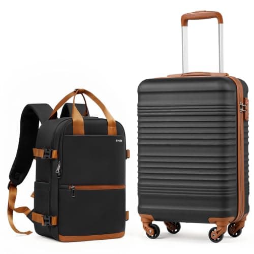 COOLIFE 55×35×20 Cabin Suitcase + 40x30x20cm Ryanair Cabin Bag EasyJet Set