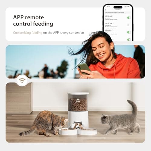 IMIPAW Automatic Cat Feeder: 2 Bowls, App Control, 5G WIFI Auto Pet Feeders — view 5