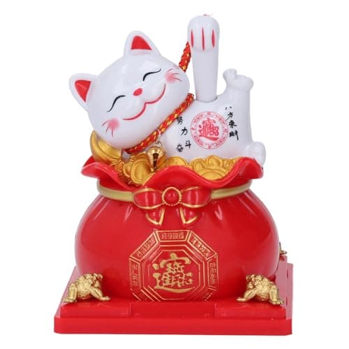 Phefop Solar Powered Lucky Cat Waving Arm (Red)