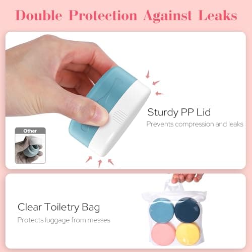 Euqvunn Travel Pots for Toiletries, Travel Containers TSA Approved Travel Tubs 40ml, Silicone Leak-proof Travel Cosmetic Containers with PP Lids for Cosmetic Face Body Hand Cream (4 Pack) — view 2