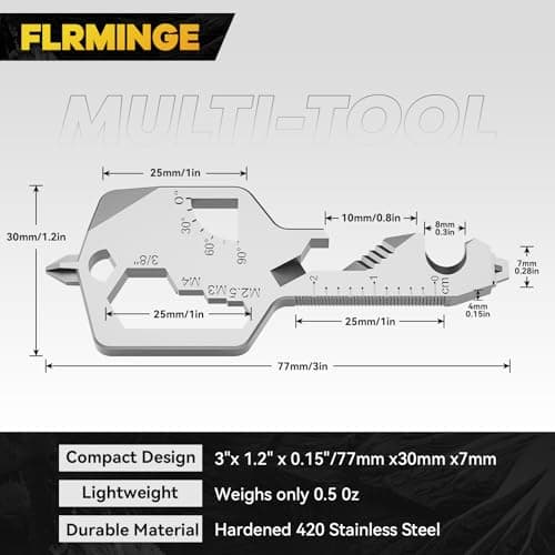 Key Shaped Pocket Multitool 20-in1 Multi Tool, Stainless Steel Keychain Utility Gadget,Gift for Men, Women, Father,Groomsmen, Valentine's, Birthday, Christmas — view 2