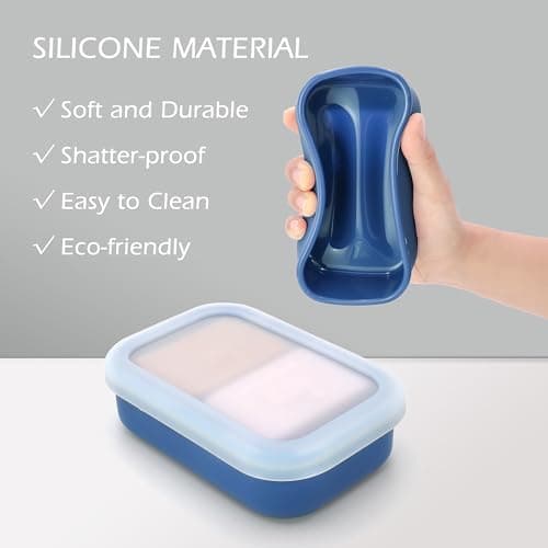 AIDIMMING Enhanced Leakproof Travel Soap Case, Shatter-Proof & Slip-Resistant Silicone Shampoo Bar Holder, Large Container With Draining Layer-Soap Saver Pad (Clear & Blue) — view 6