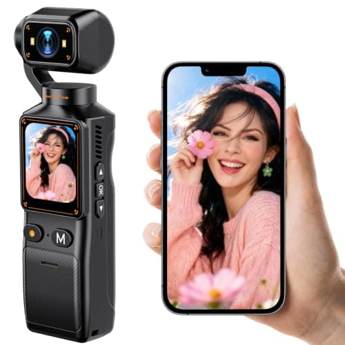 CAMWORLD 2K Vlogging Camera with True 180° Vertical & Horizontal Rotating Lens, Handheld Pocket Camera, 7H Battery, WiFi App, 1.69" Screen, 32GB SD Card for YouTube, TikTok, Travel & Content Creators