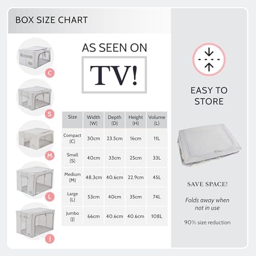 Periea ‘Beau’ Folding Collapsible Stackable Fabric Home Storage Boxes with Steel Frames (Seaglass, Large) — view 3