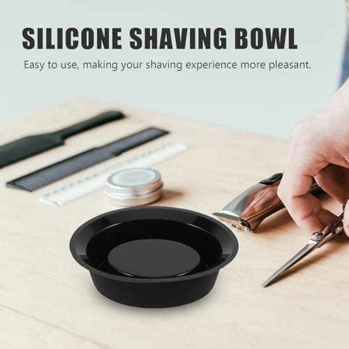 SHERCHPRY Portable Silicone Shaving Bowl for Men, Black Soft Shave Soap Mug with Versatile Use, for Home and Mixing Hair Dye, Travel-Friendly Beard Shave Container — view 3