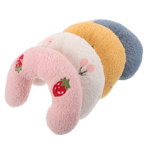 UKCOCO Cat Neck Pillow 4 Pack, Plush U-Shaped Pet Cushion with Scratch-Resistant Fabric, Calming Sleeping Aid for Cats and Puppies, Assorted Colours for Indoor Relaxation