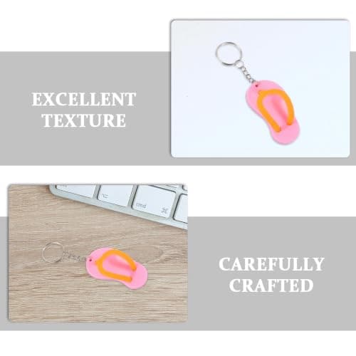 ABOOFAN 6pcs Mini Slipper Keychain Set, Rubber Flip Flop Keyring Charms with Vibrant Colour, Lightweight and Portable Beach Party Favour for Coastal Travel and Pool Parties — view 3