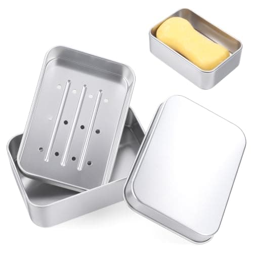 Aluminum Travel Soap Case Metal Soap Box Holder with Lid Container Silver