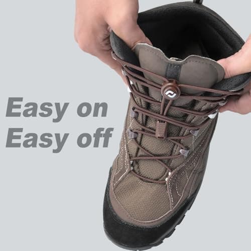 RJ-Sport Extra Long No Tie Shoelaces - Elastic Tieless Round Boot Laces for Hiking Shoes, Work Boots and Running Sneakers, Gold Brown, One Size — view 3