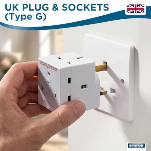STATUS 3 Way Multi Plug Adapter | UK 3 Pin Multi Plug Adaptor | Individually Switched Fuse | S3WASPSCX2 — view 2