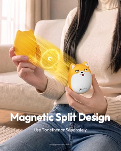 Gaiatop Rechargeable Hand Warmers 2 Pack, Cute Dog Magnetic Design Orange — view 6