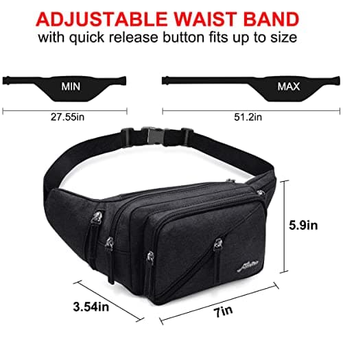 REETEE Hiking Waist Pack Bum Bag Waterproof Waist Bag with Bottle Holder Sports Fanny Packs for Running Travel Cycling Outdoor Sport Men and Women Hip Pouch Bag (Black) — view 6