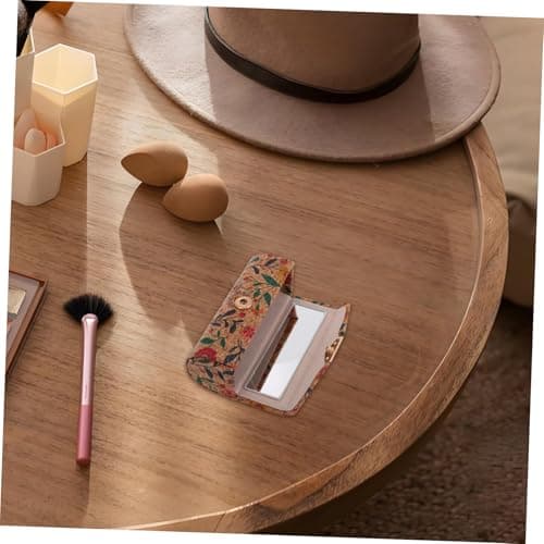 Portable Lipstick Organizer in Brown Cork with Built-in Mirror — view 4