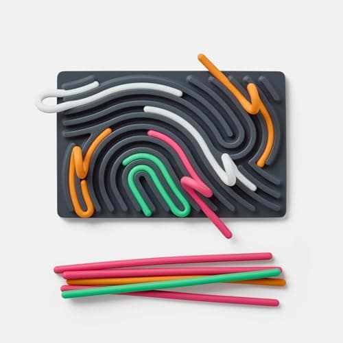 Pushpeel Sensory Activity Board: Silicone Fidget Toy for Calming, Stress, Anxiety, ADHD & Autism | Silent, No Mess | Kids 3+ & Adults | Includes Portable Travel Bag & 11 Strings (Granite) — view 4