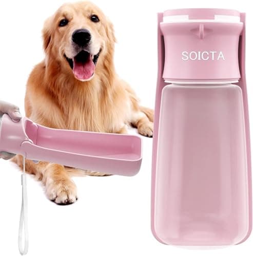 SOICTA Portable Dog Water Bottle for Walking 19 OZ or 12 OZ Portable Pet Water Bottles for Puppy Small Medium Large Dogs Water Dispenser Bowl Dog Accessories(19OZ Pink)