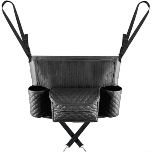 Travel Car Seat Organizer PU Leather Multi-Pocket(Black)
