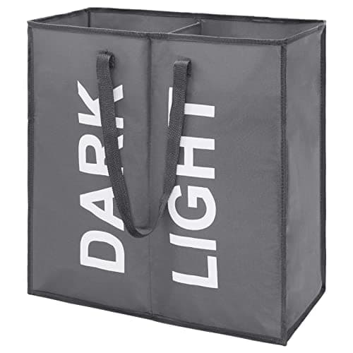 Maxsilan 80L Laundry Basket with 2 Sections, Collapsible Clothes Bag, Grey