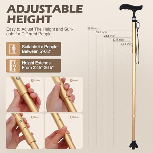 Parlora Folding Cane for Women/Men - Lightweight, Adjustable & Foldable for Elderly and Adults, Mobility Aid with Balance and Anti-Slip Tip, Compact for Travel and Daily Use ( — view 3