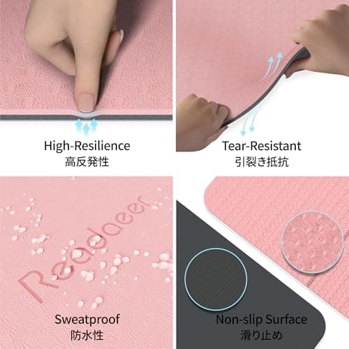 Foldable Yoga Mat for Travel, Non-Slip Exercise Pilates Fitness Mat, Pink — view 2