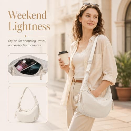 Womens Crossbody Bag Cream Off White for Work Travel Wedding Party Everyday — view 6