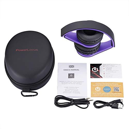 PowerLocus Wireless Bluetooth Over-Ear Stereo Foldable Headphones, Wired Headsets Noise Cancelling with Built-in Microphone for iPhone, Samsung, LG, iPad (Purple) — view 5