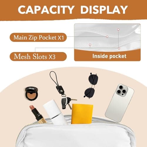 JENCVNL Belt Bag for Women Men, Fashion Bumbags for Ladies Small Crossbody Bags Fanny Pack Lightweight Waist Pack with Adjustable Strap for Running Hiking Workout Traveling (White) — view 5
