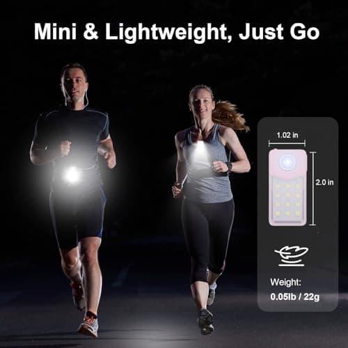 Tubasion Running Lights USB-C Rechargeable, 3 Modes Upgraded 2-Uses Clip on Torch, IPX7 Waterproof LED Flashlight for Working, Cycling, Running, Camping and Safety Warning (Pink 2Pack) — view 6