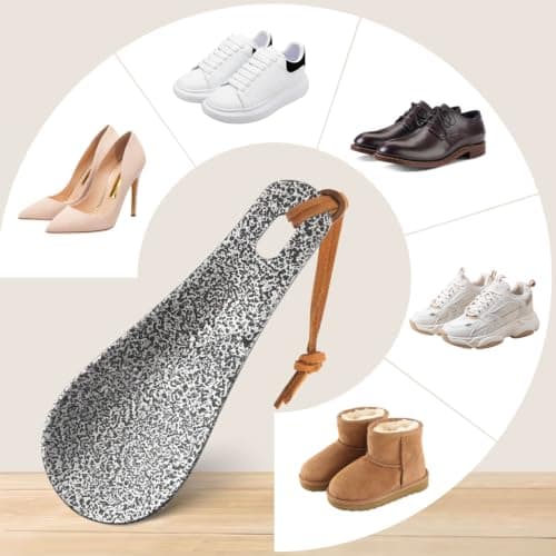 2 PCS Stainless Metal Shoe Horn Small 10cm with Brown Rope for Travel — view 5