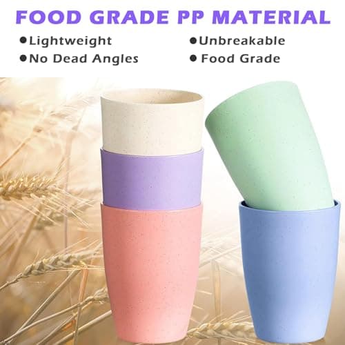 PALUDO 10 Pack Unbreakable Reusable Drinking Cups, 350ml Plastic Tumblers Drinking Cups Set for Kitchen Picnics Outdoor Parties Travels - Dishwasher and Microwave Safe - 5 Colors — view 3