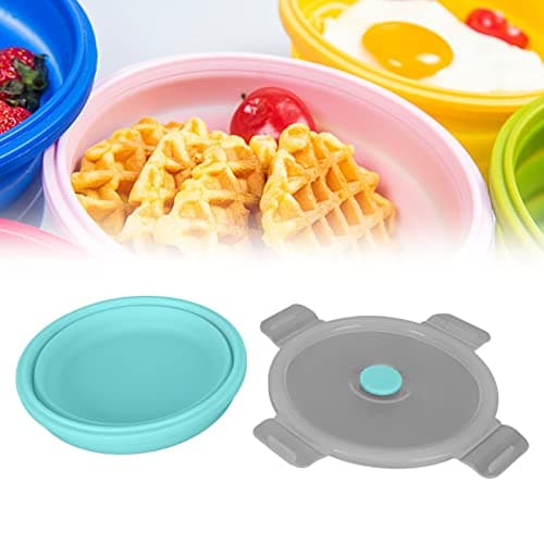 Collapsible Dog Bowl,Portable Foldable Silicone Pet Bowl Dog Travel Water Bowl Food Dishes with Lid for Dog Cat Outdoor Walking Traveling Hiking (Mint Green) — view 2