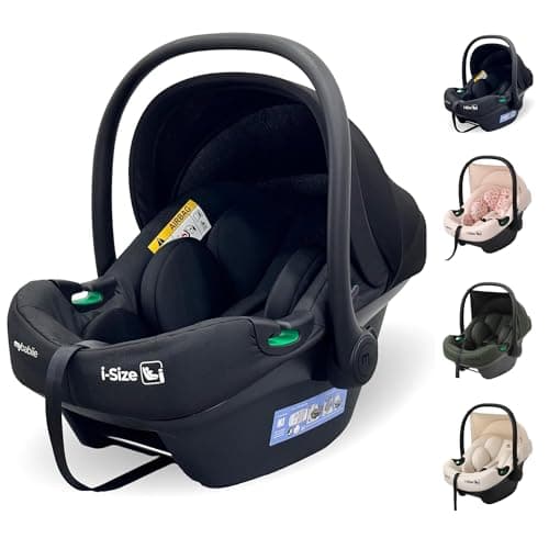 My Babiie MBCS02 SE i-Size Baby Car Seat - 40-87cm (Birth to 15 Months Approx.), R129, Group 0+, Lightweight Infant Carrier, Large Canopy, Newborn Insert, Adjustable Headrest - Black SE
