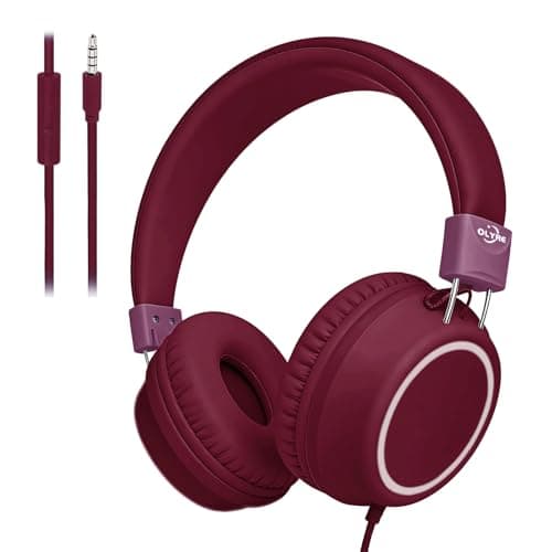 Olyre Foldable Kids Wired Headphones with Mic, Headset for Boys & Girls