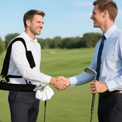 Golf Club Bag Mini Lightweight Foldable for Men Women Kids Driving Range Course Practice Durable Shoulder Strap Golf Carry Bag Pencil Travel Bag with Pocket Black — view 5