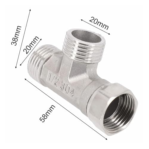 Universal Ball Valve Adapter Valve 3 Way Diverter T Shape Converter for Bath Toilet/Bidet Sprayer Shower Head/G1/2 Pipe Fittings — view 3
