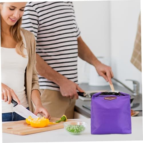 Insulated Lunch Bags Leakproof Small Cooler Bag with Buckle Clasp ＆ Handle Waterproof Thermal Bag Portable Cool Keep Foods Warm/Cool for 2-4 Hours for School Picnic Travel Purple — view 2