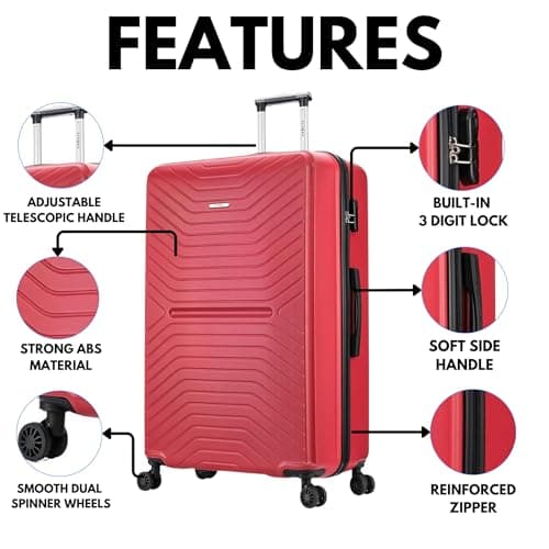FLYMAX 29" Large Suitcase 4 Wheel Lightweight Luggage Hard Shell Travel Case Hold Check in Fits 23kg - 27kg + 3 Digit Lock Suitcase Large + Telescopic Handle 100 Litre Capacity — view 2