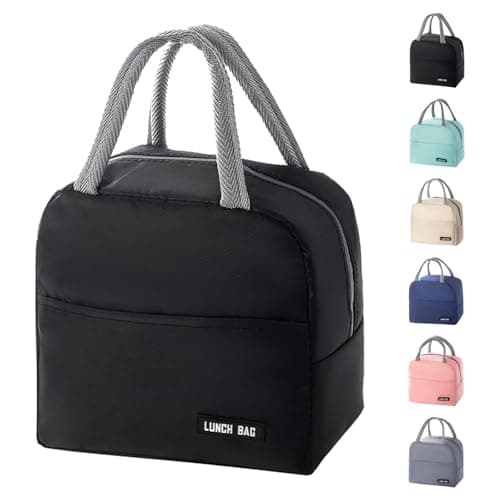 SUOXU Insulated Lunch Bag for Men Women Kids Cool Bag- Reusable Thermal Food Bag Ice Pack with Leak-Proof Liner, Cooler Tote for Work, School, Picnic & Travel (5L-Black)