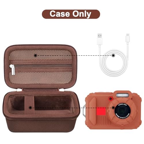 Canboc Carrying Case for Kodak PIXPRO WPZ2 Rugged Waterproof Digital Camera, Underwater Photography Camera Bag, Mesh Pocket fits USB Cable, Battery, Adapter, Brown (Case Only) — view 2