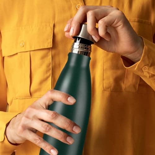 Mont-Clair H2O Stainless Steel Water Bottle, Vacuum Insulated - BPA Free, 12h Hot & 24h Cold Drinks, Metal Water Bottle 500ML Leakproof, Ideal for Adult, Kids, Running - Dark Green — view 5