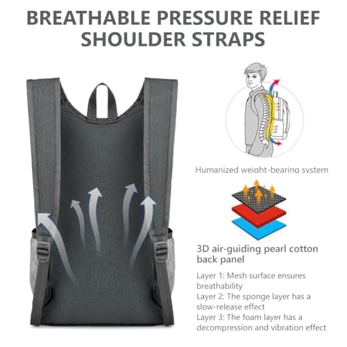 flintronic Foldable Backpack, Ultra Lightweight Rucksack, 16L Hiking Backpack, Unisex Packable Backpack For Men Women, Waterproof Travel Daypack For Outdoor Sport Biking Hiking Climbing — view 4