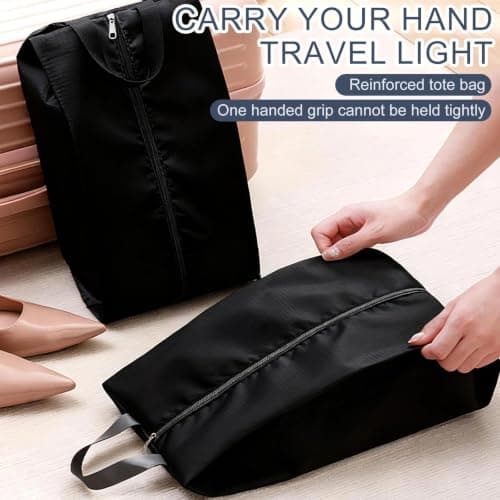 3 Pcs Shoe Bags for Travel, M Size Portable Shoe Bag, Waterproof Dust Proof Shoes Bags, Shoes Organizer with Zipper Closure, for Trainers, Gym, Business Trip, Black — view 5
