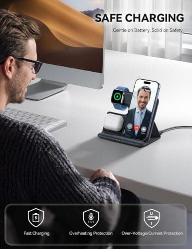 Lamicall 3 in 1 Wireless Charging Station for MagSafe, Foldable Charger — view 2