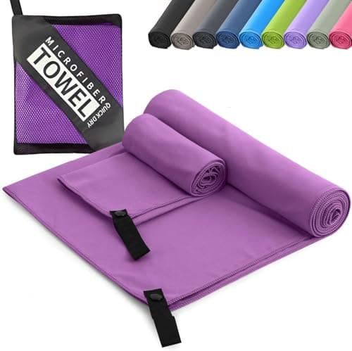 Microfibre Towel - Quick dry Lightweight Absorbent Travel Towel ,Beach Towel Perfect for Sports Beach Gym Swimming,Cycling,Yoga, Camping ,Hiking (2, Deep Purple)