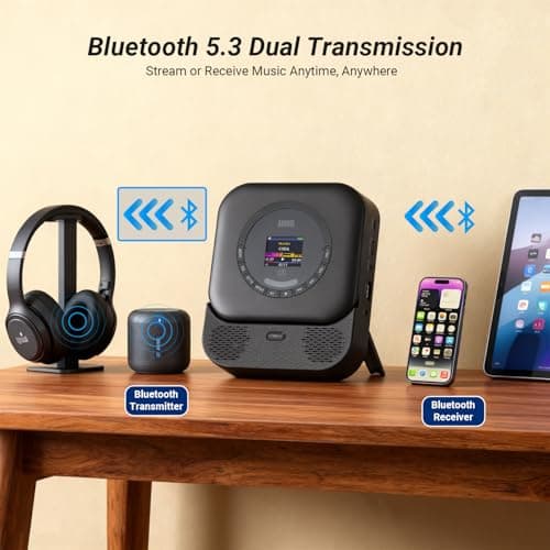 August SE15 Rechargeable Portable Bluetooth 5.3 CD Player with Earphones — view 3